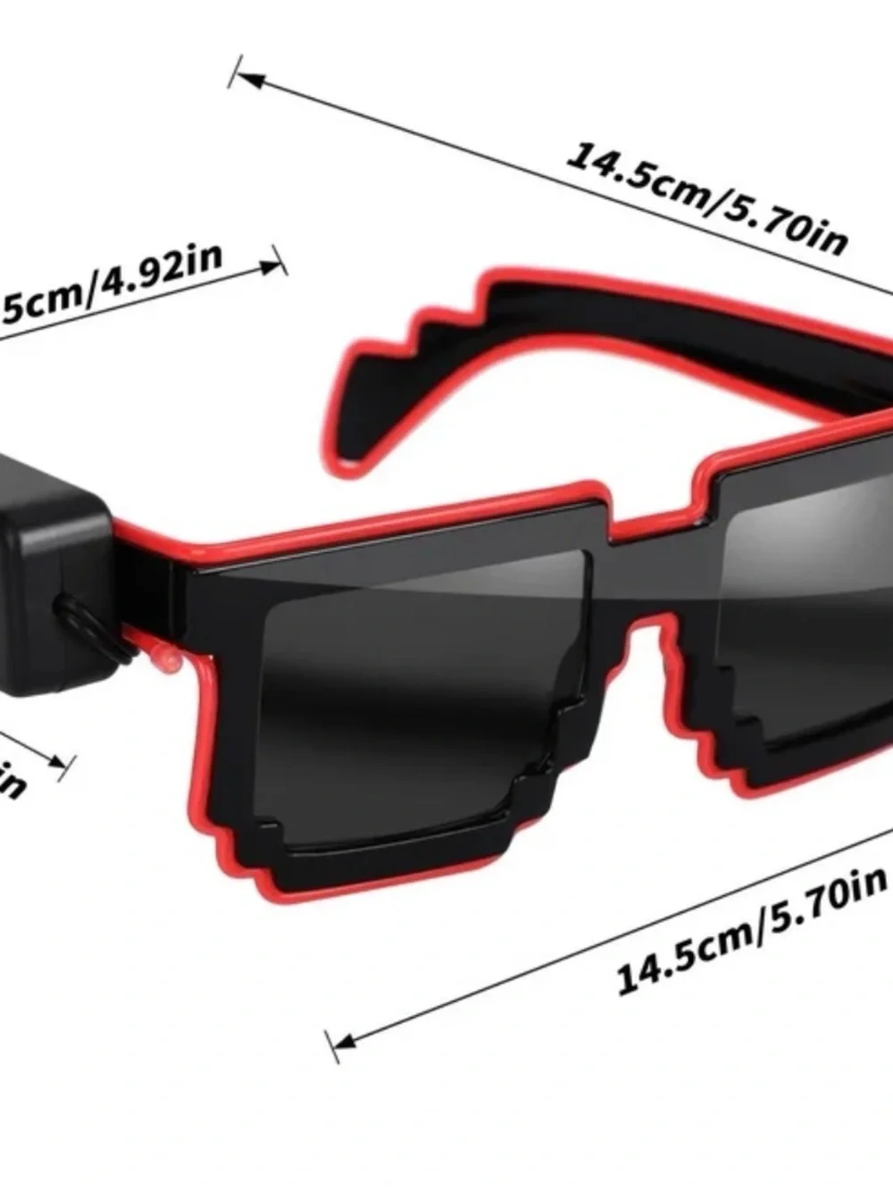 Brand New, Glasses Neon Party Mode DJ Glowing Light Wireless Light Up, Red